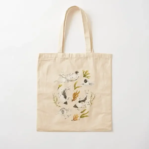 Bolsa de lona de algodón con sellos de arpa, bolso de mano Unisex para mujer, bolso de mano estampado de diseñador a la moda, bolso de compras de viaje plegable informal para mujer