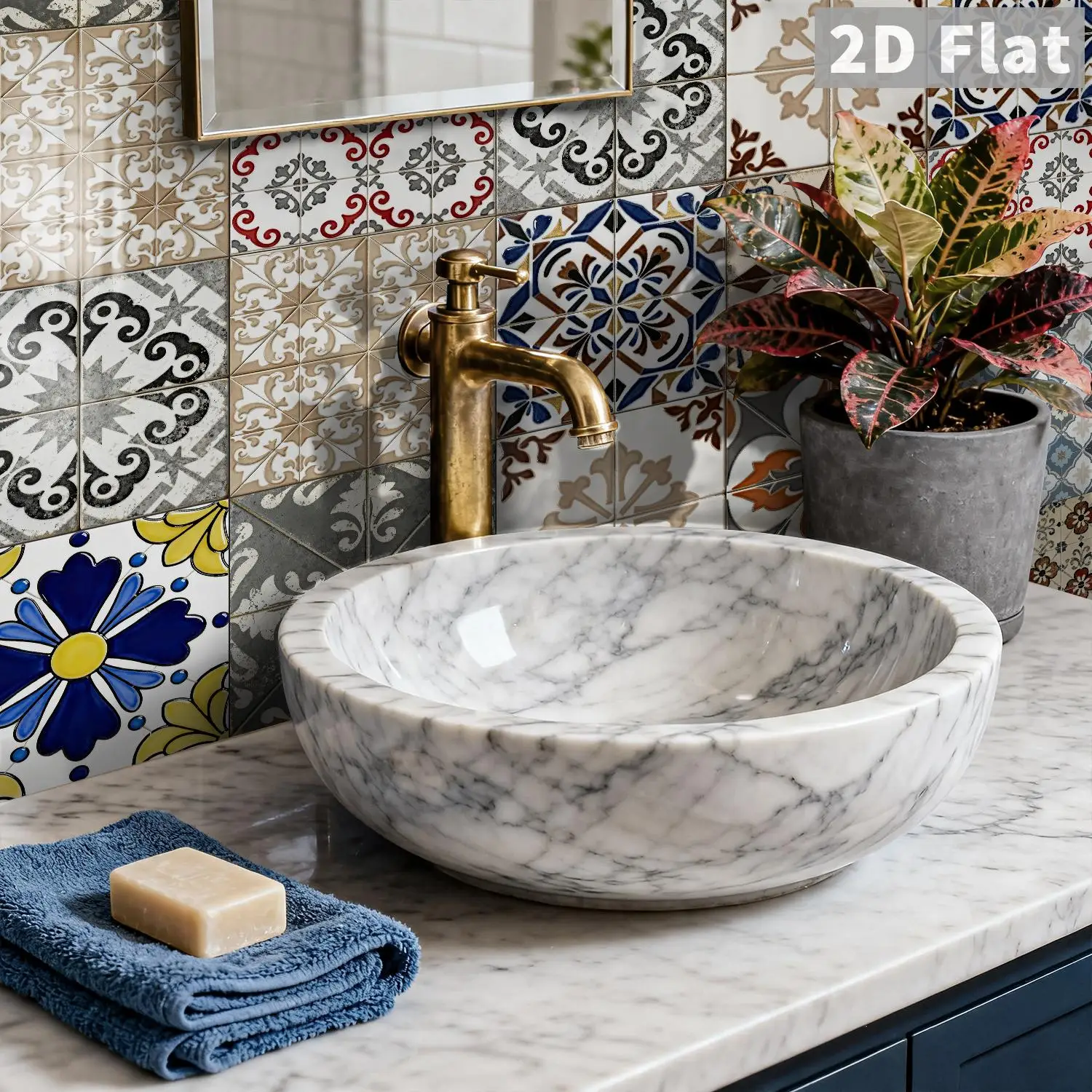 Retro floral tile decal, 36 waterproof self-adhesive wall stickers, suitable for splash proof kitchen and bathroom walls