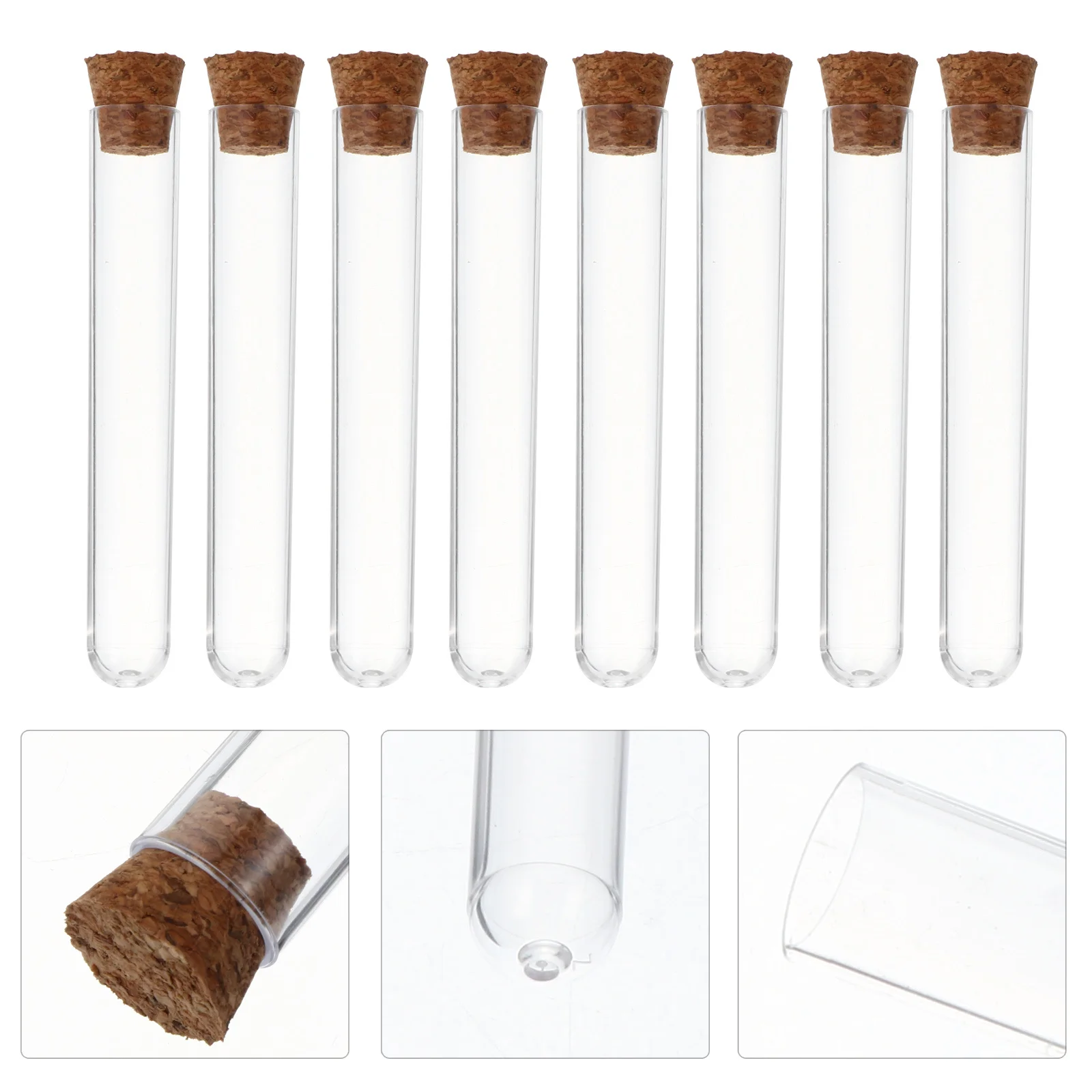 35Pcs Test Tubes Plastic Tubes with Cork Stoppers Transparent Liquid Storage Containers for Scientific Experiments School