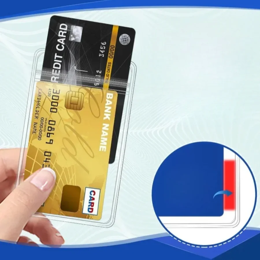 20PCS Waterproof Transparent Card Clip Plastic Protective Sleeve Bank Credit Card Protective Sleeve ID Card  Wallet