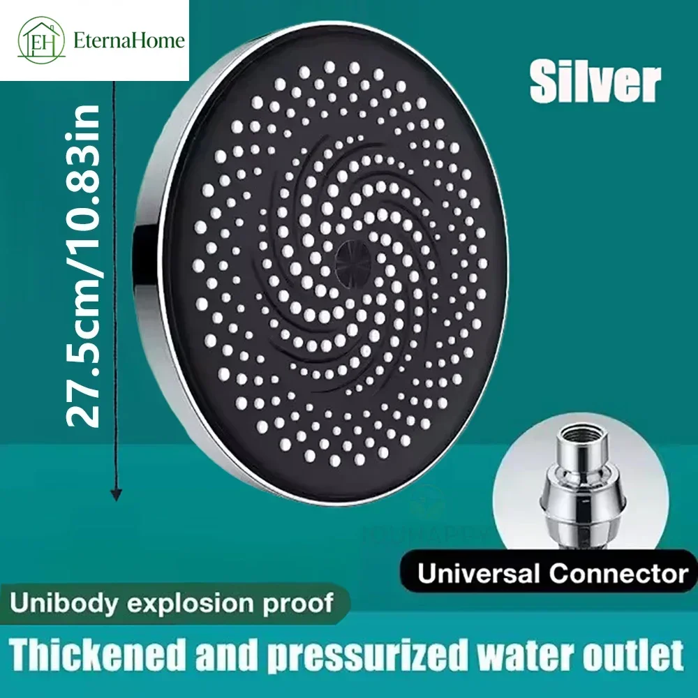 11 Inch ABS High Pressure Rainfall Shower Head Bathroom 360° Adjustable Angle Anti-Clog Nozzle Water Saving Bathroom Accessories