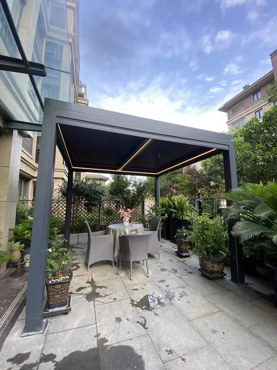 Custom outdoor louver flip electric pavilion Aluminum alloy outdoor awning villa courtyard outdoor garden