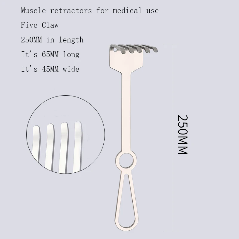 Retractor de piel, retractor profundo, tres dientes, cuatro dientes, cinco dientes, plano, retractor médico