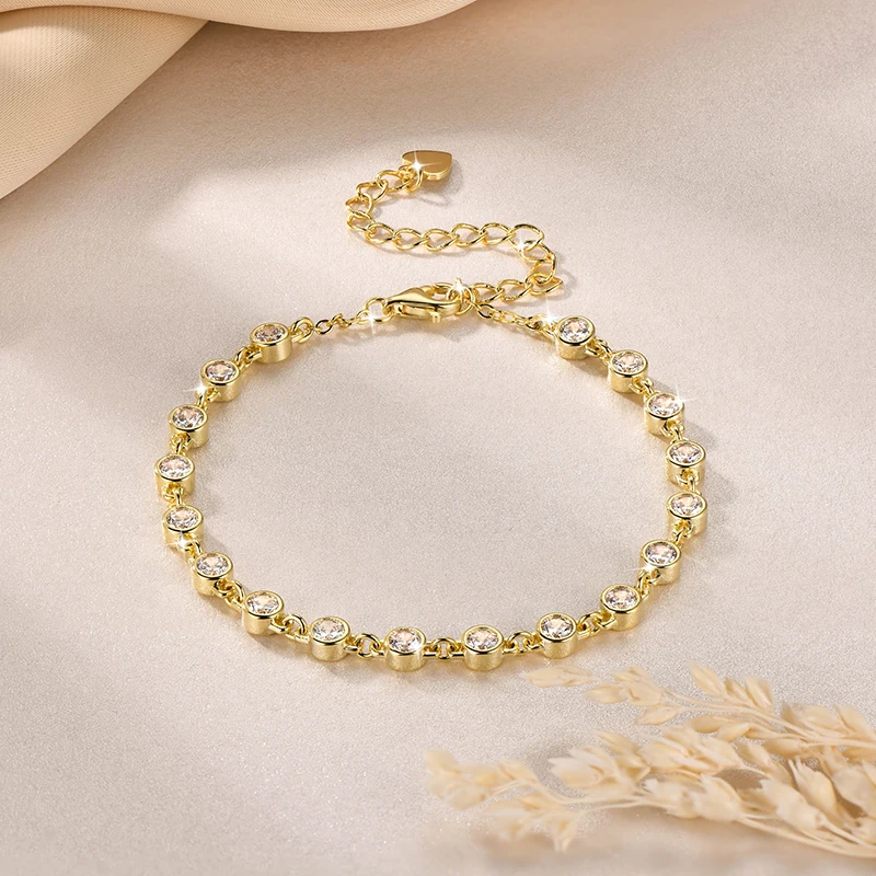 

Модные браслеты Anziw из 14-каратного золота, круглые, 3 мм, с кубическим цирконием, регулируемая цепочка, браслет для женщин, изысканные ювелирные изделия на День святого Валентина