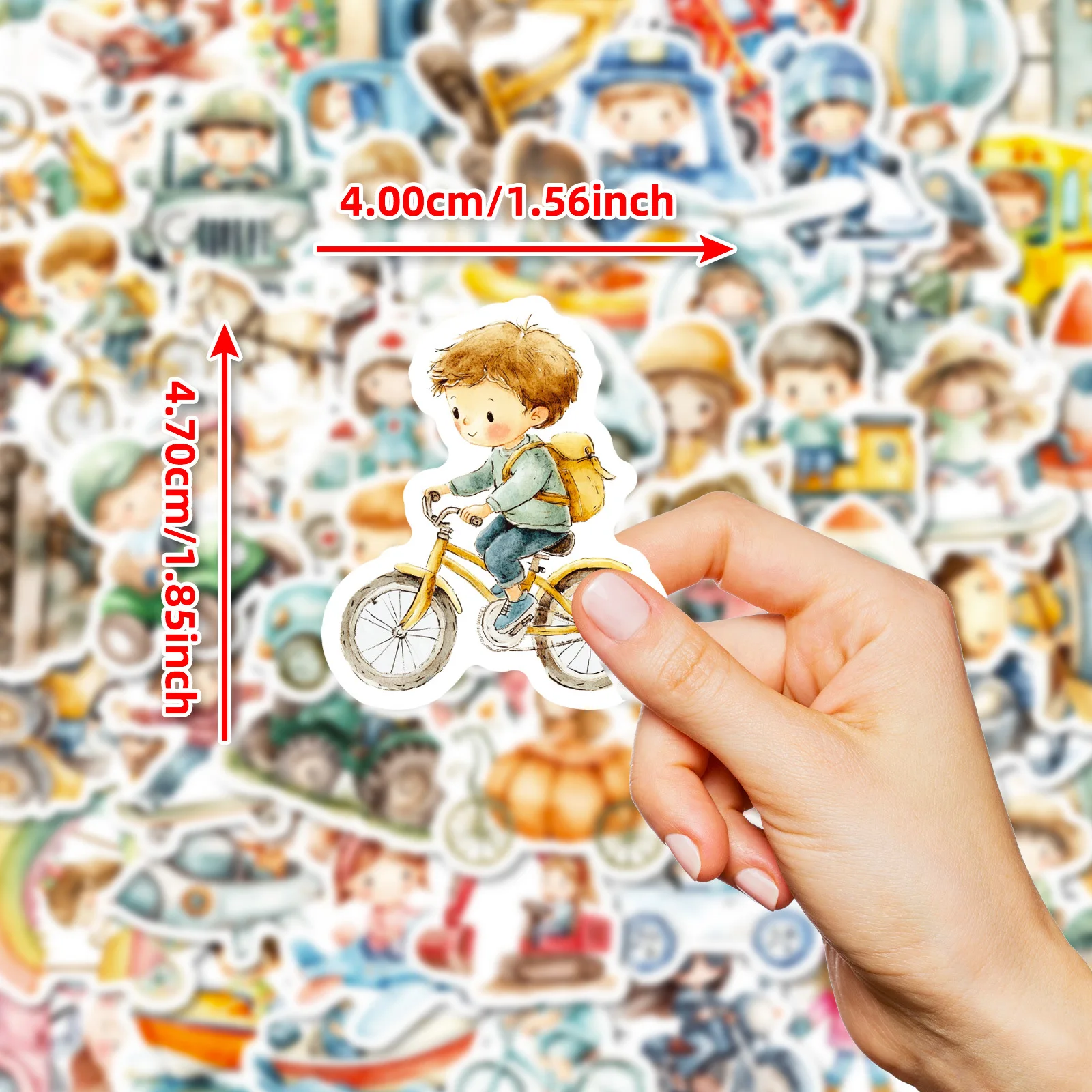 56 Pezzi Adesivi per Bambini con Piccole Auto Carine, Impermeabili, Decorazioni Cartoon per Graffiti, Fai-da-Te per Quaderni, Telefoni, Tazze, Biciclette