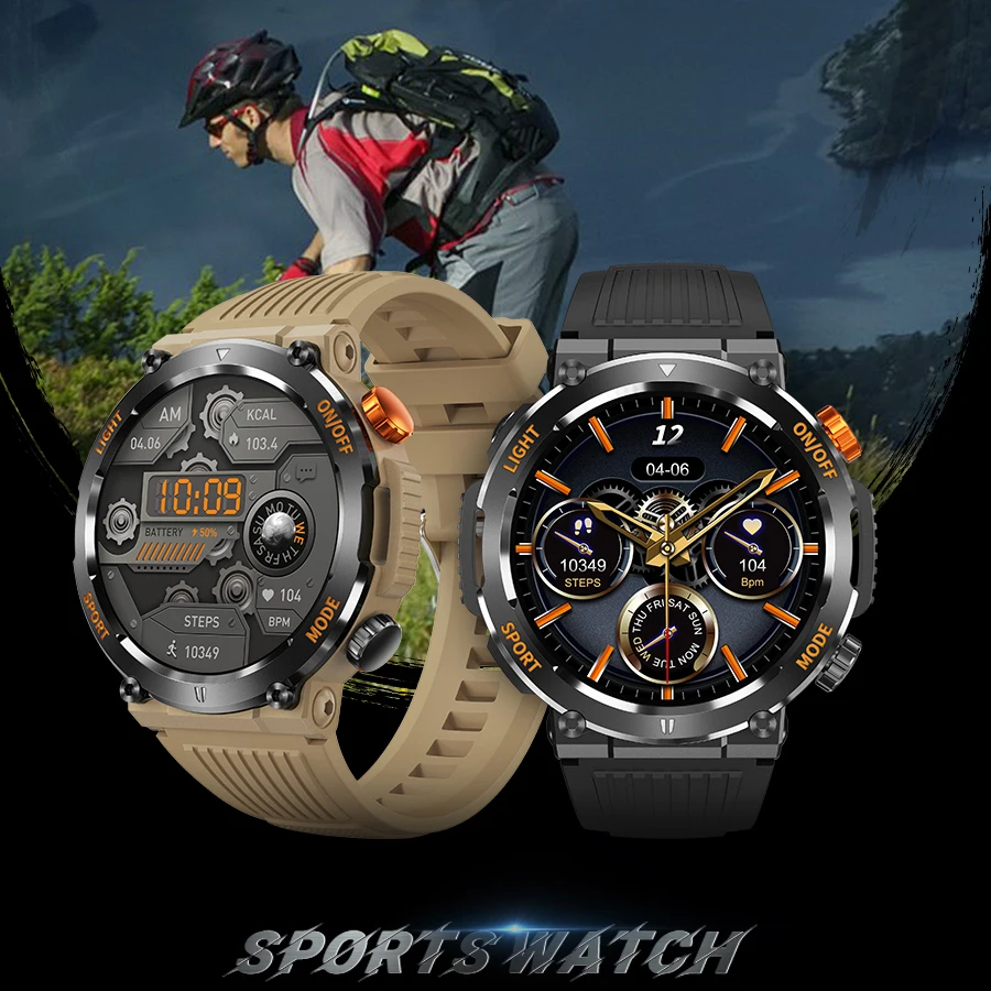 New LED Illumination Outdoor Sports Smart Watch 450mAh Large Battery Health Tracking Compass Bluetooth Call Smartwatches For Men