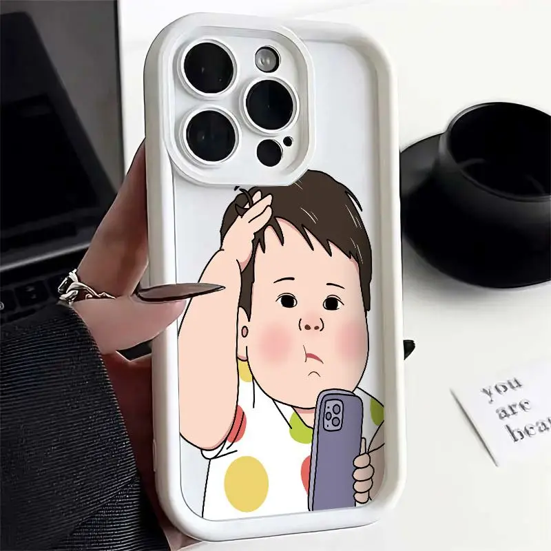 Funny boy Silicone Phone Case For iPhone15 14 13 11 12 Pro Max Mini X XR XS 7 8 Plus SE 2020 Shockproof TPU Back Cover