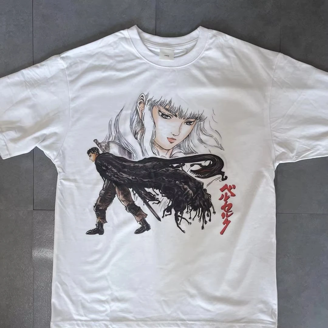 T-shirt Anime Berserk Guts Griffith Été 2026 Unisexe Oversize Streetwear Coton Manches Courtes Décontracté pour Hommes et Femmes