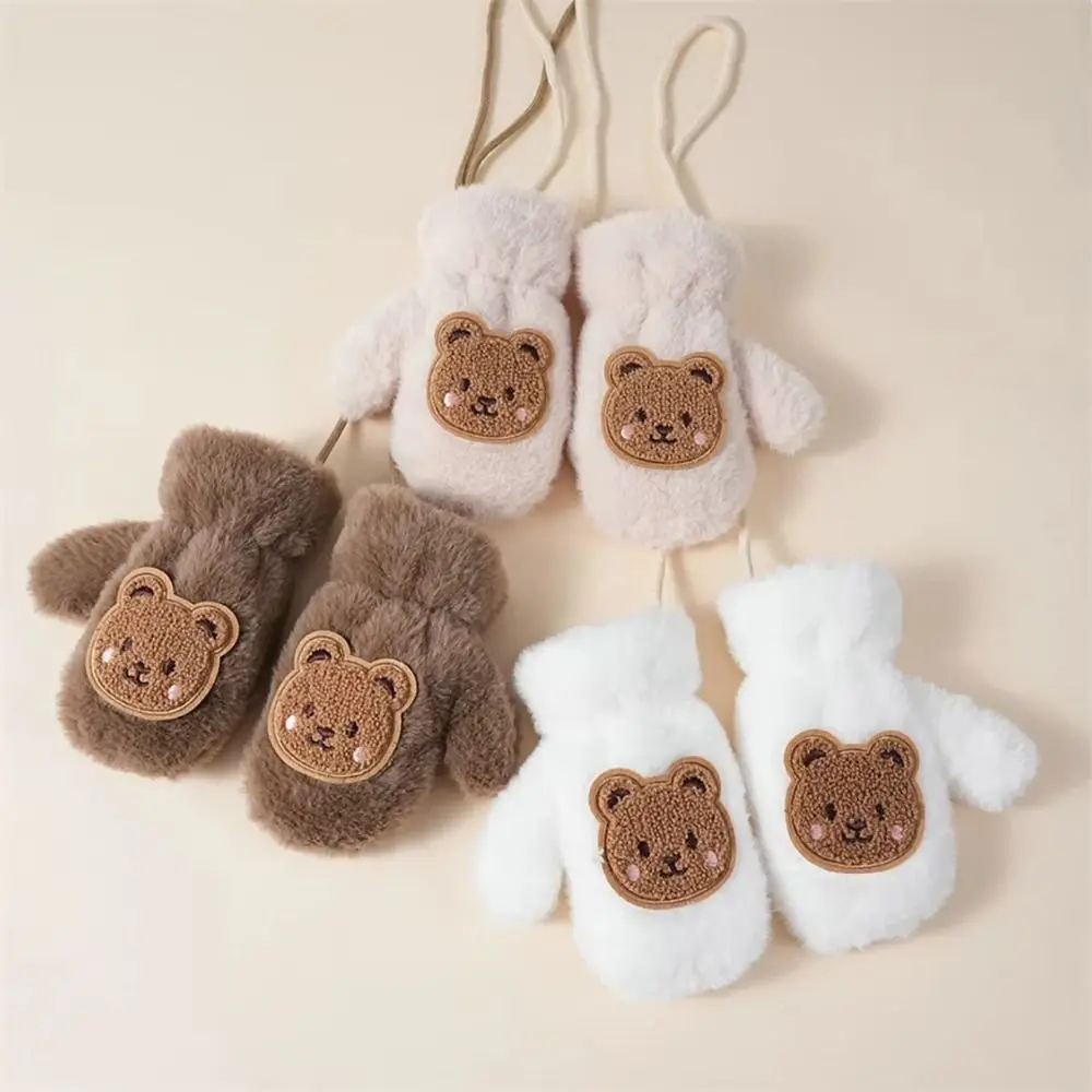 

Fashion Cute Cartoon Bear Gloves Thicken Keep Warm Children's Warm Gloves Coldproof Windproof Children Mittens Winter