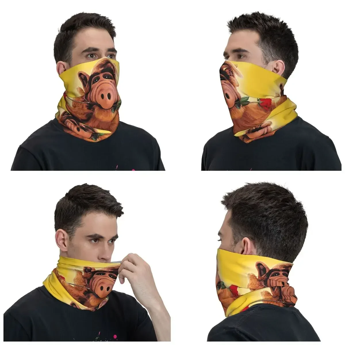 Alf With Flower Bandana Neck Gaiter Windproof Face Scarf Cover Women Men Alien Life Form Sci Fi Tv Show Headwear Tube Balaclava