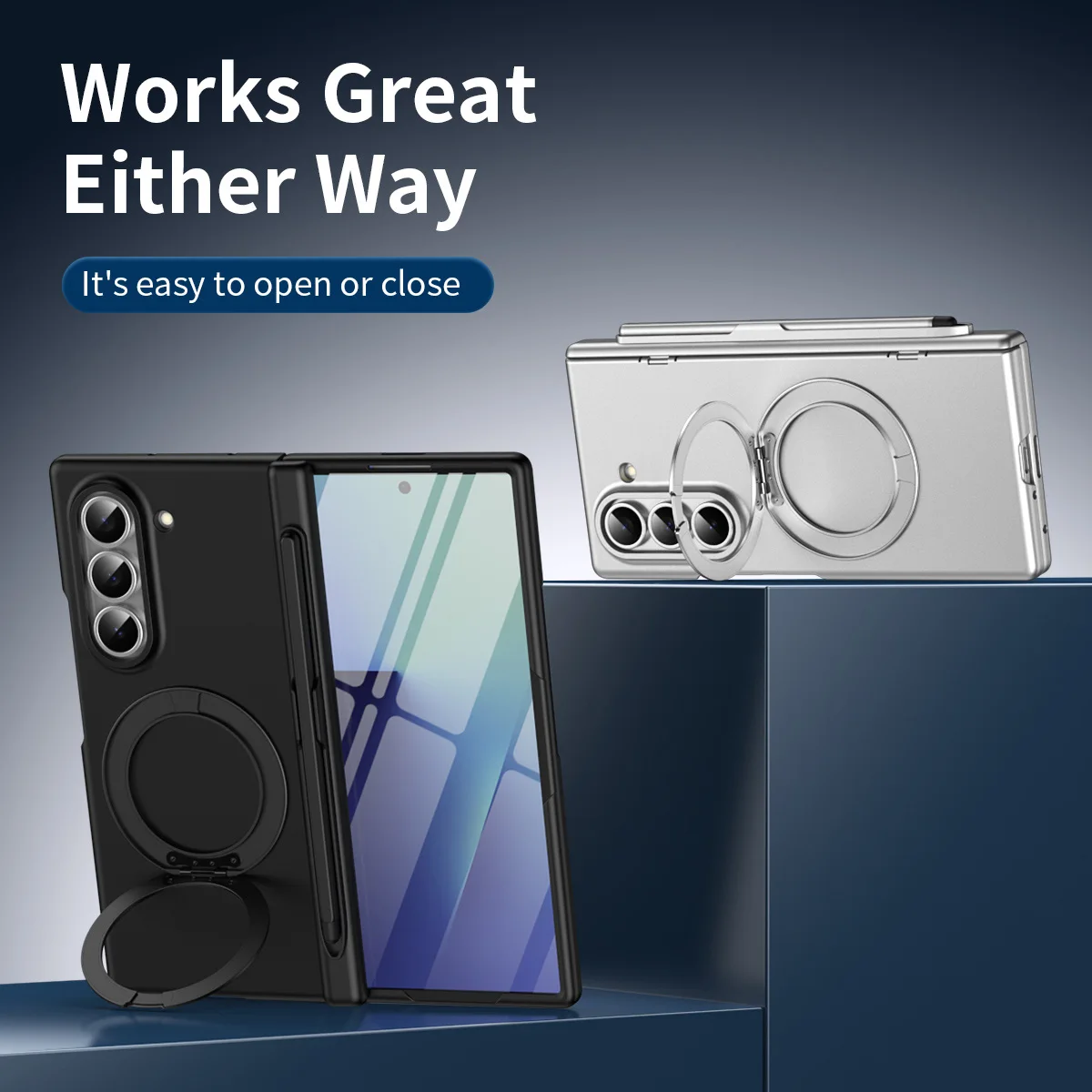 Etui z rysikiem i Magsafe 360 do Samsung Galaxy Z Fold 5 6 7 °   Obrotowy stojak, zawias, folia ochronna na ekran, pełna ochrona. — zdjęcie produktu 5