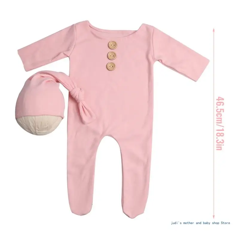 67JC 2 Teile/satz Neugeborenen Baby Tasten Strampler Overall mit Verknotet Foto Prop Outfit