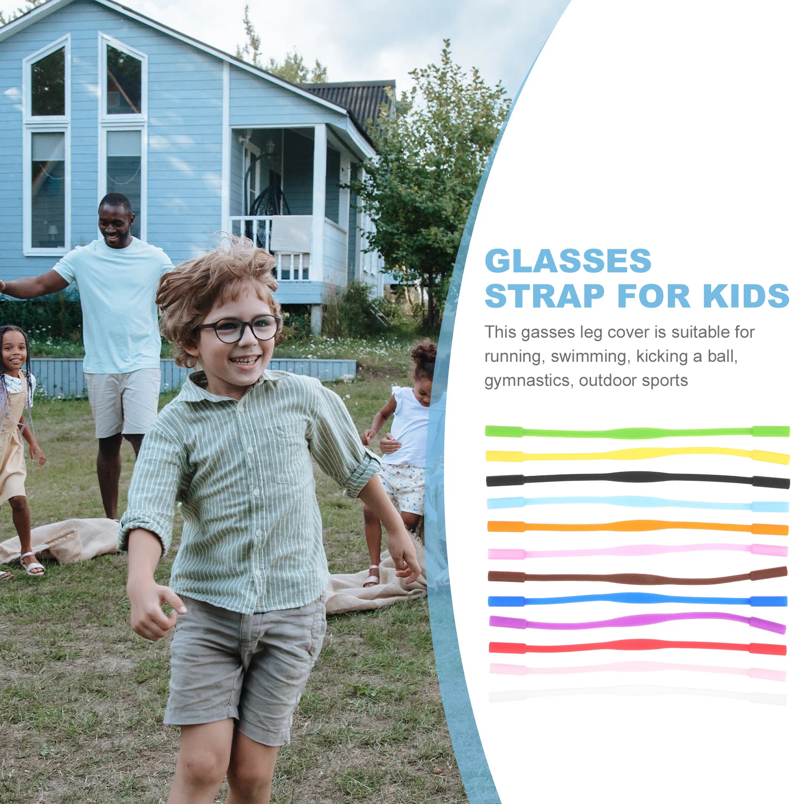 12pcs Silicone Glasses Strap For Kids Nonslip Anti-Skid Eyewear Retainer Neck Holder Sports Outdoor Use Labor Protection