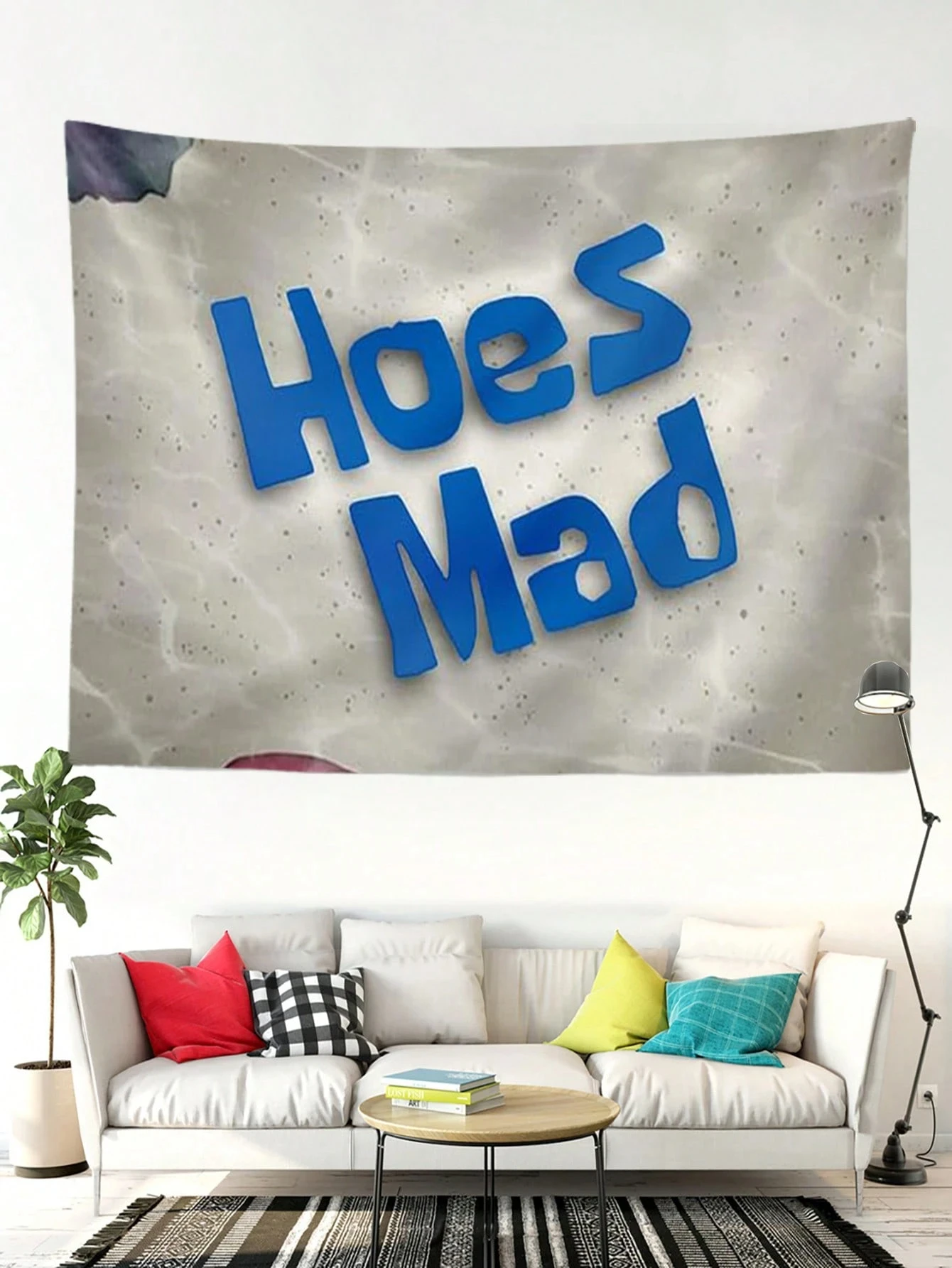 JIT Hoes Mad Гобелен Жирный Синий Текстовый Узор для Острых Домашнего Декора Юмористический Модный Для Гостиной Спальни Настенное Искусство Высокое Качество