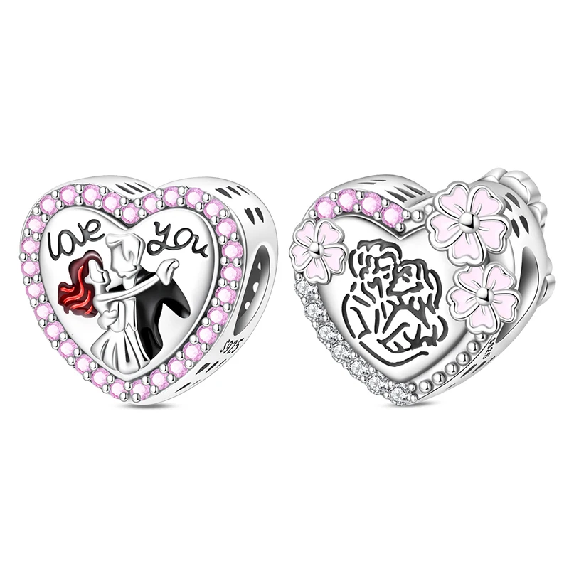 

925 Sterling Silver Dance Perfect Lover Charms Bead Sparkling CZ Zircon Dangle Fit Original Bracelet DIY For Women Jewelry Gifts