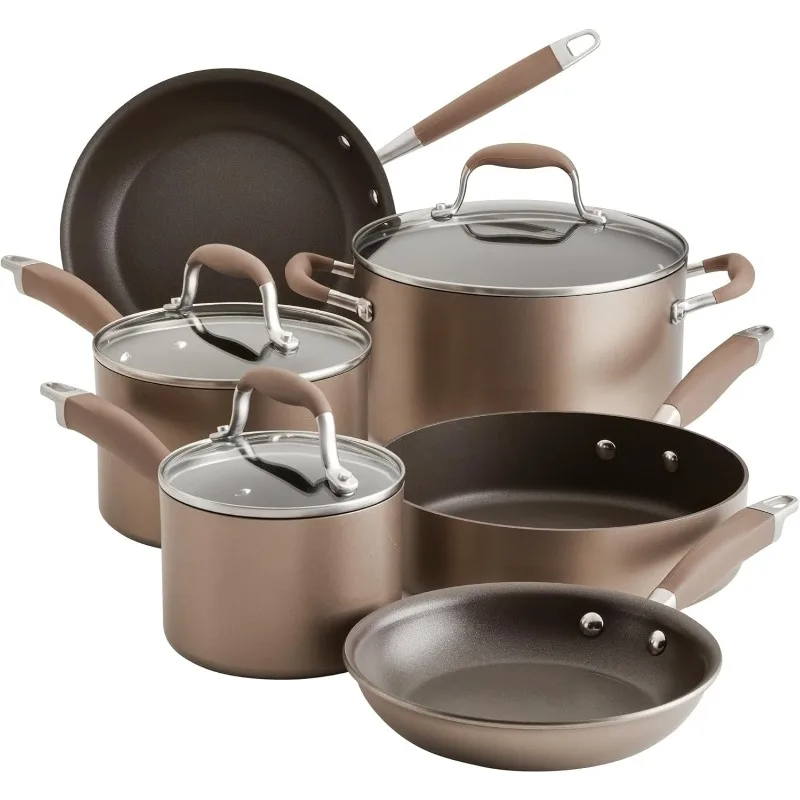 

Advanced Home Hard-Anodized Nonstick 11-Piece Cookware Set (Bronze/Moonstone)