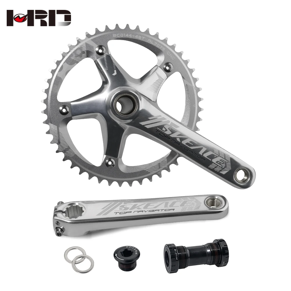 

SKEACE Road Bike Crankset 144BCD 48T 165mm Alloy BB91 Single Crankset For Fixed-Gear Bikes Cranks Track Bikes Accessories