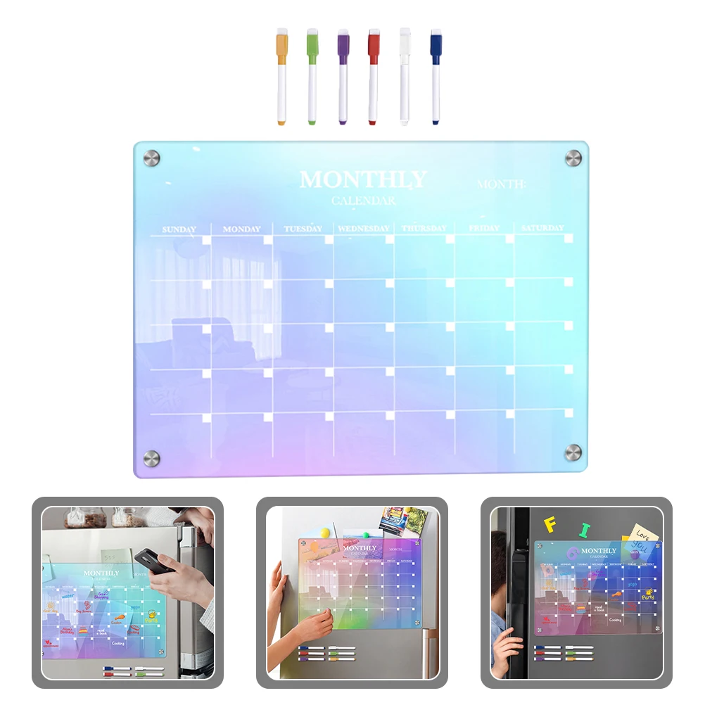 المفكرة القلم القابل للمسح للثلاجة المغناطيسي الأبيض مجلس مخطط شهري الثلاجة الكتابة اليدوية الأسبوعية