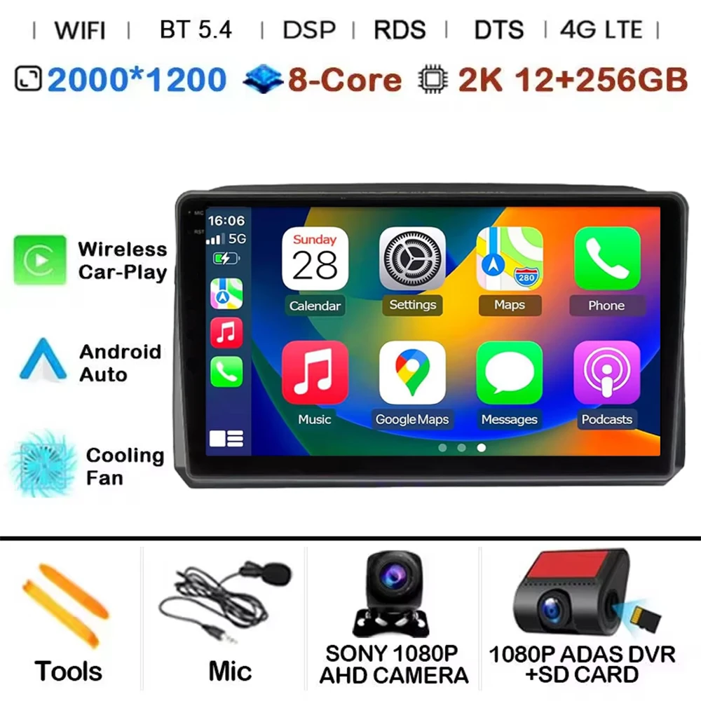 NONE Carplay Für Fiat Croma 2005-2010 Android 15 Auto Auto Radio Multimedia Video Player WIFI 4G Autoradio navigation GPS FM Kopf Einheit 6