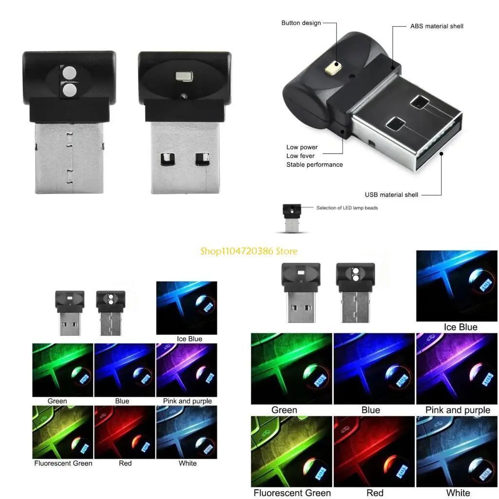 K0EA Mini USB LED Car Light Auto Interior Light Decorative Lamp Emergency Light Auto Colorful Light 7 Colors
