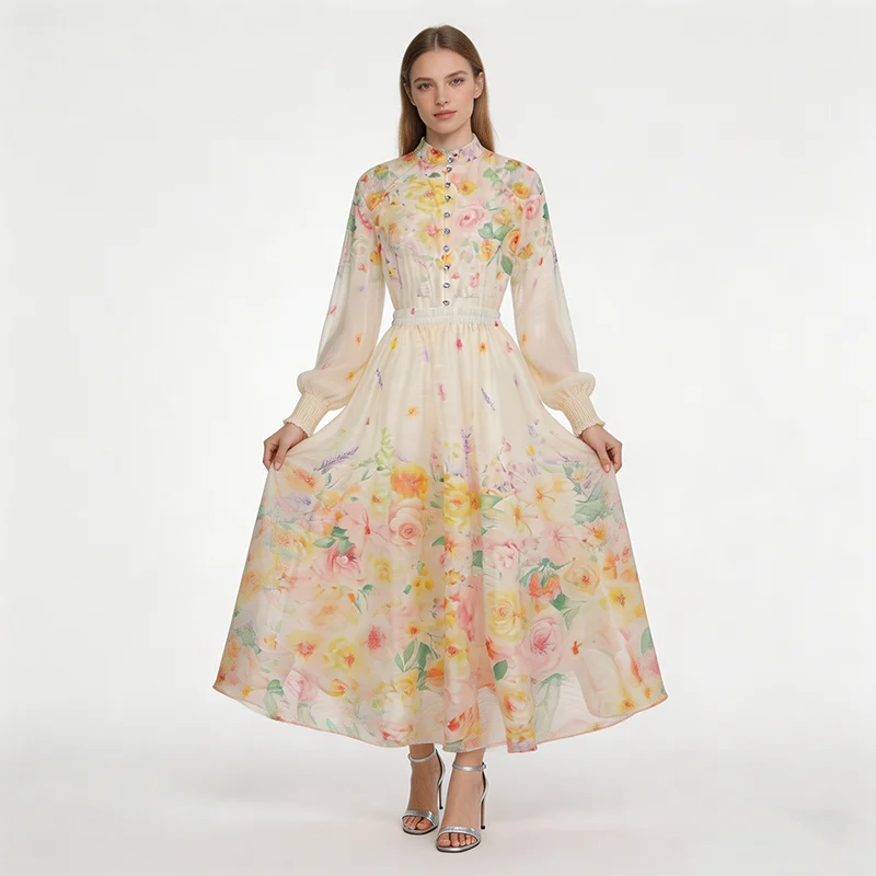 

Spring 2026 Fairy Tale Print Lantern Sleeve Shirt High Waist Skirt Set Women's Fashion Two-Piece Suit Holiday Wear