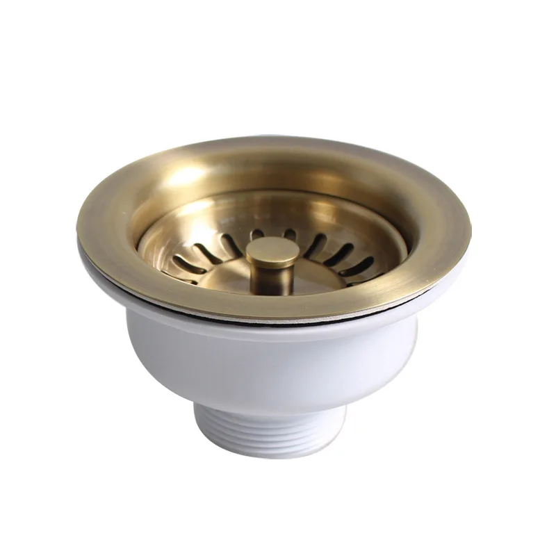 Water Tank 114MM Downcomer Copper Plating Nostalgic Strainer PVD Accessories Drainer With Stopper