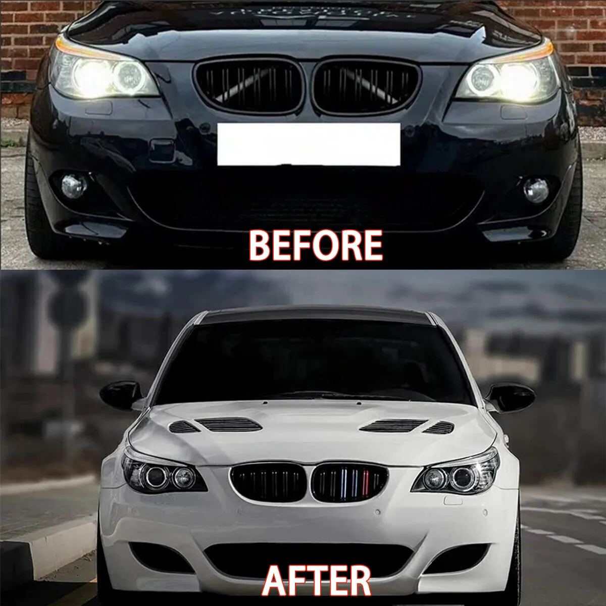 

Replace For BMW E60 Car Kidney Grill E61 M5 5 Series 520d 525d 530i 540i 2003-2010 M Color Grille Front Sport Wide Racing Grill