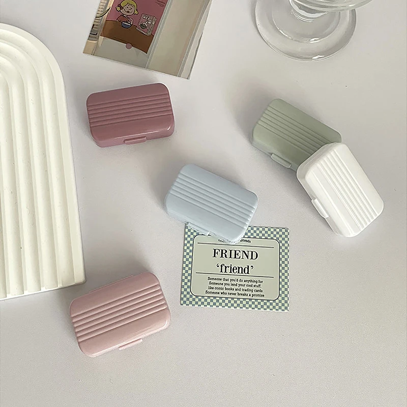 1 قطعة لون الحلوى المحمولة عدسات لاصقة صندوق للفتيات الحد الأدنى عدسات لاصقة عدة حاوية تخزين العدسات اللاصقة