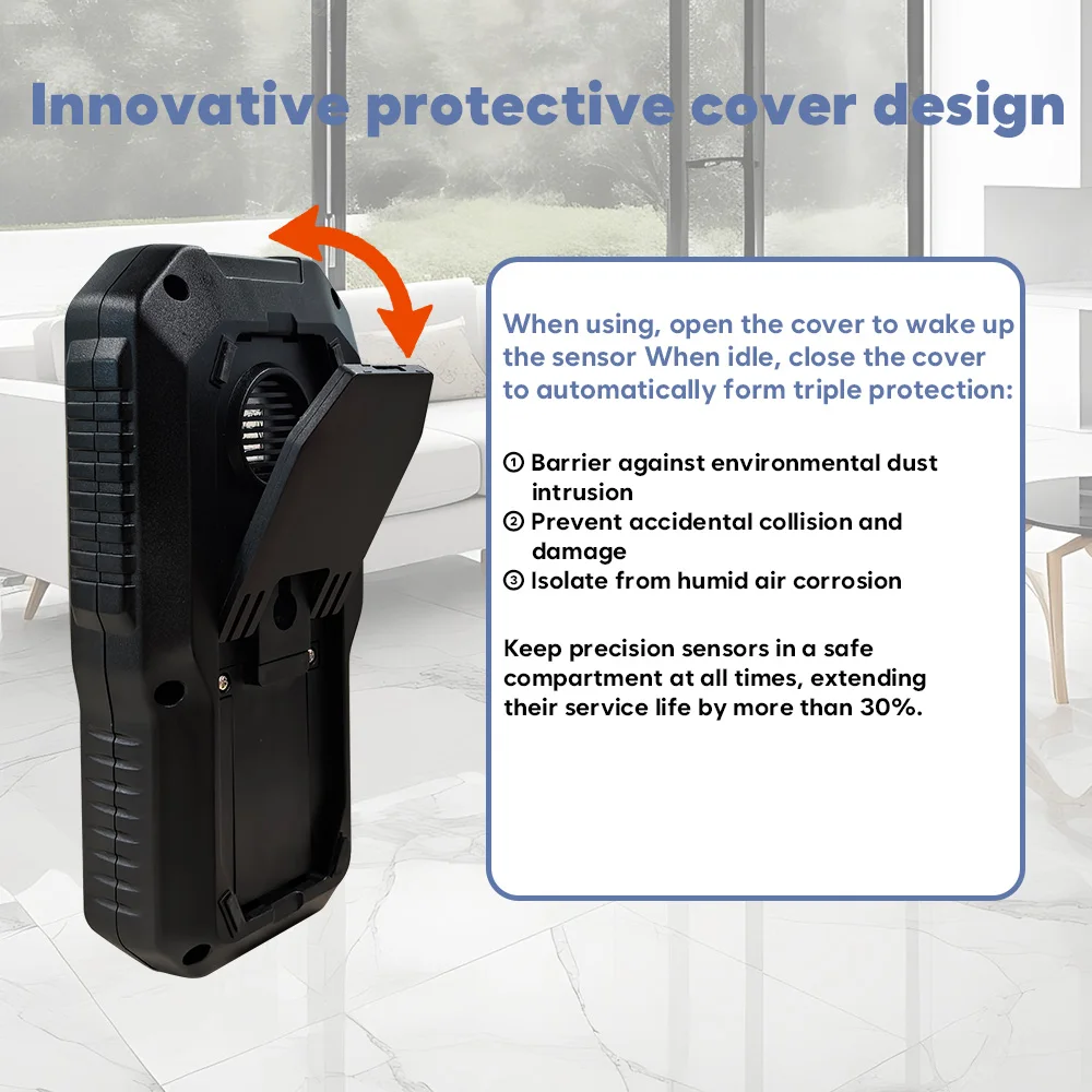 Detektor Gas Radon Sensitivitas Tinggi Digital Rumah Pintar Dalam Ruangan Basement Monitor Waktu Nyata dengan Tampilan Data Akurat OEM & ODM