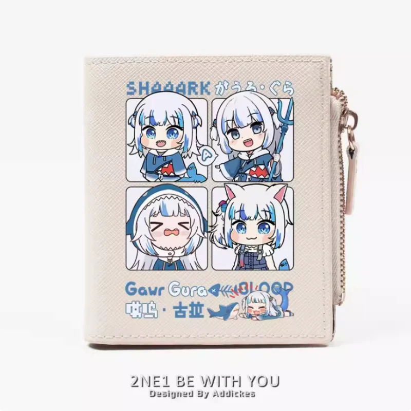 

Anime Hololive Gawr Gura Zipper Fashion Wallets PU Purse Card Holder Money Bag Gift B428 Cosplay