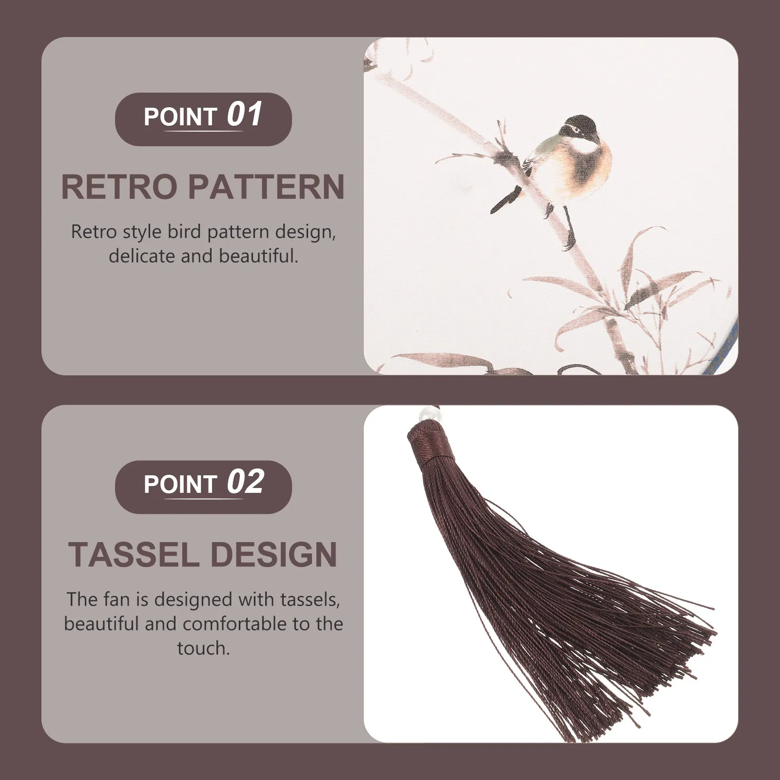 

2pcs Chinese Style Retro Round H Fans Ancient Paper Fans Vintage Traditional Dance Accessories Summer Beach Party Gifts