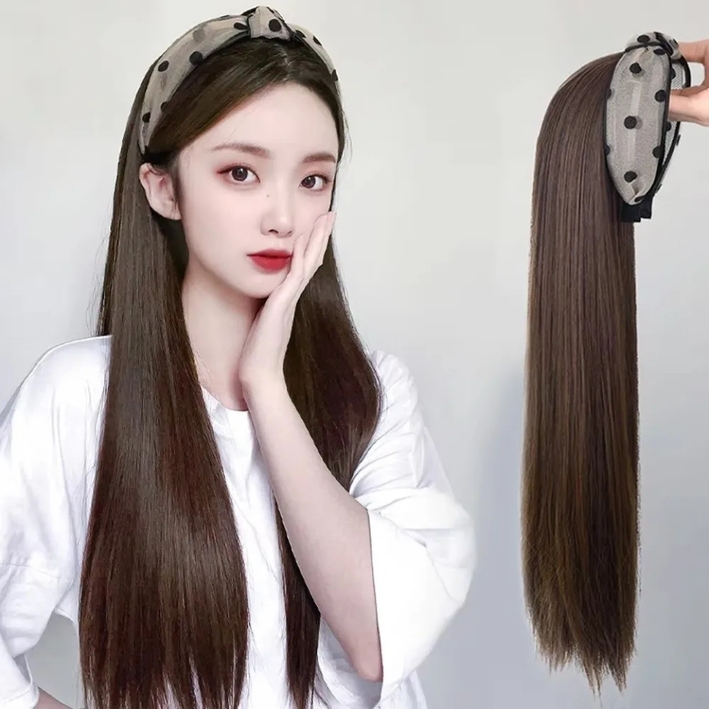 

Модный синтетический парик-накладка на голову, прямые волосы, имитация натуральных волос, с клипсой, для женщин