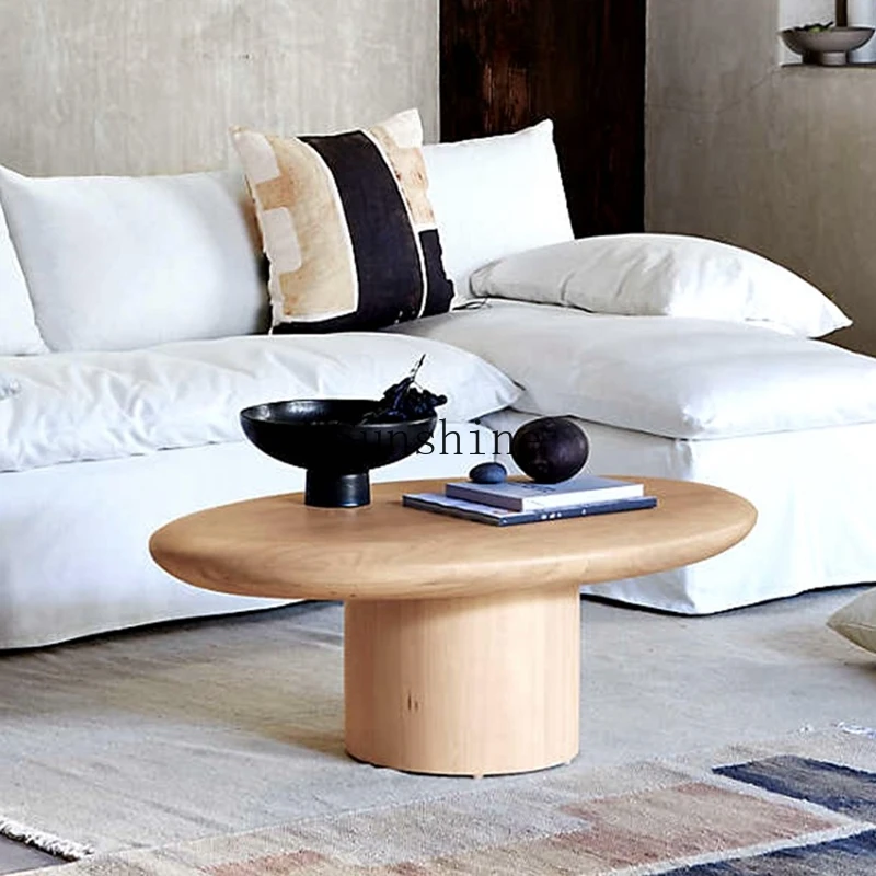 

Quiet wind oval solid wood simple modern small apartment coffee table