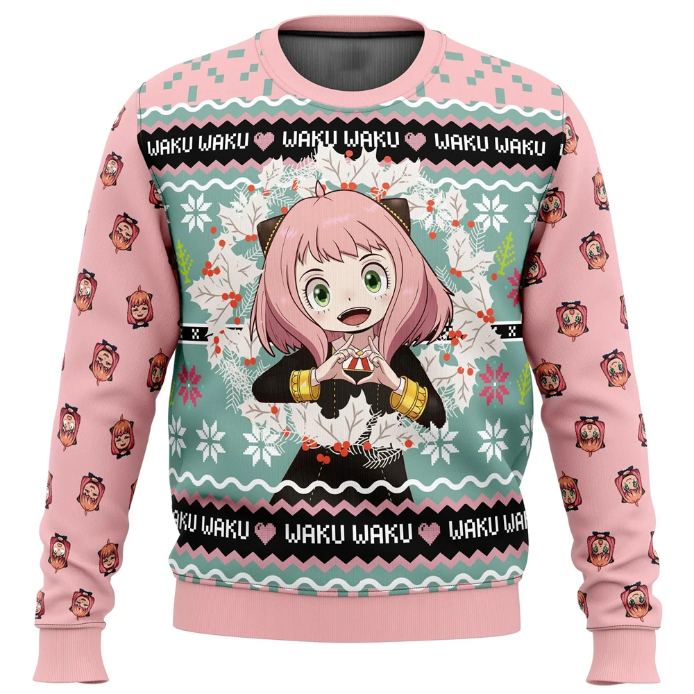 

Anya Forger Waku Spy X Family Ugly Christmas Sweater Gift Christmas Carnival Unisex Pullover Sweatshirt