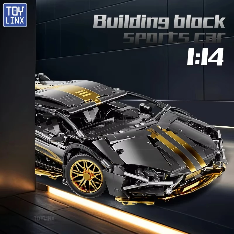 TOYLINX 1:14 Technische DIY Bouwstenen Racewagen Sport Snelheid Voertuig Stad Mechanische Super Bricks Model Auto Speelgoed voor Kinderen