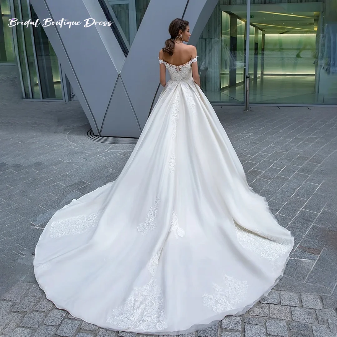 فستان زفاف رائع مخصص فستان زفاف قبالة الكتف مطرز مثير يزين عارية الذراعين الحبيب الكرة ثوب Vestidos De