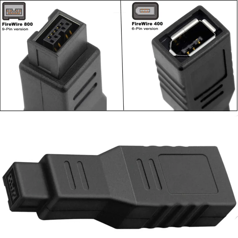 Firewire 400 إلى 800 محول محول Ieee 1394a 6-pin أنثى إلى 1394b 9-pin ذكر كابلات موصل مهائي كابلات 1394a 6pin سلك #1