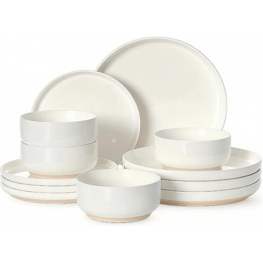 

Plates and Bowls Sets Dinnerware Sets for 4 12 Pieces Scratch Resistant Dishware Dishes Set Ceramic Kitchen Dinner Set Porcelai