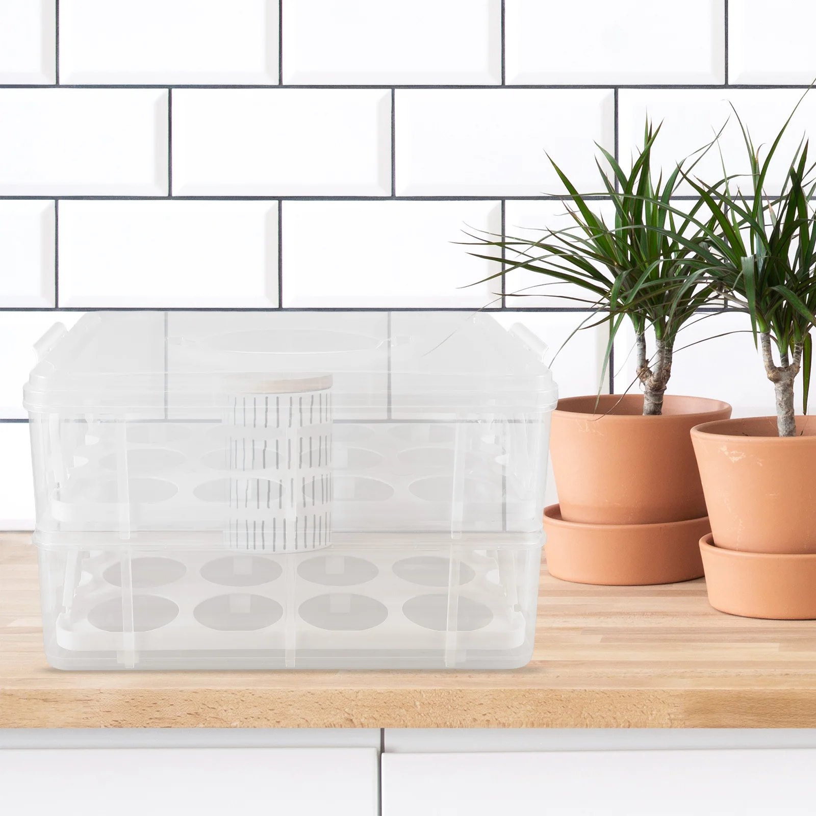 

Контейнер для упаковки кексов, двухслойная коробка для переноски десертов, прозрачная ручка, портативный чехол для хранения кексов для путешествий, вечеринок