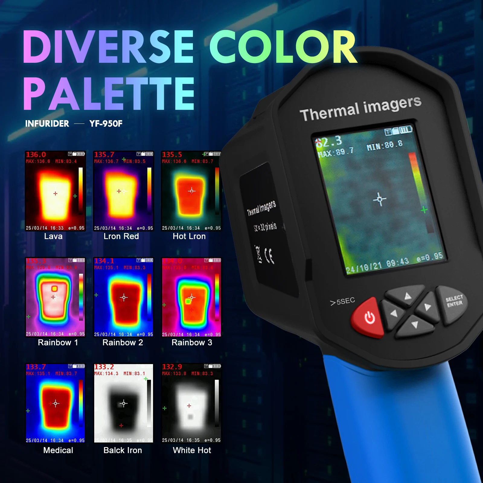 950F Infrared Thermal Imager 32×32 IR Resolution -40℃~300℃ 2.4