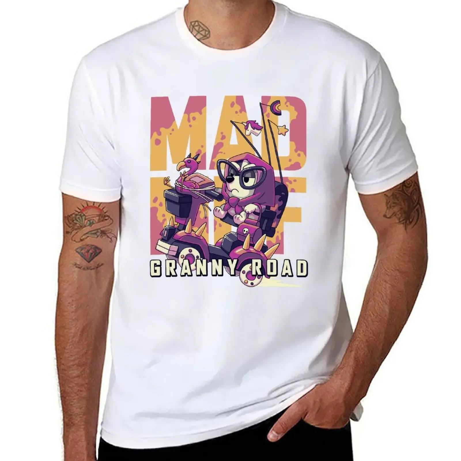 

Mad Muf: Granny Road // Muffin Heeler, Aussie dog, Bingo, Bandit, Chilli T-Shirt anime t shirts oversize T-Shirt
