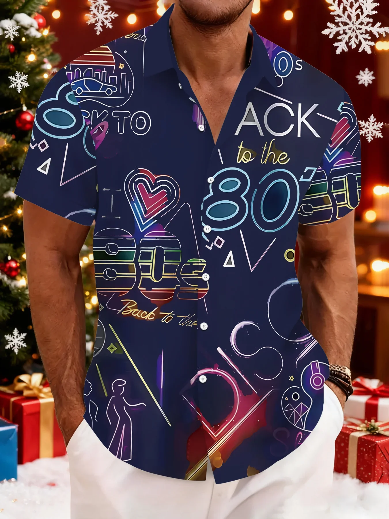 

Summer Trendy Loose Fit Men's Hawaiian Shirt Man Short Sleeve Bold Print Comfortable Stylish Holiday Party Tops