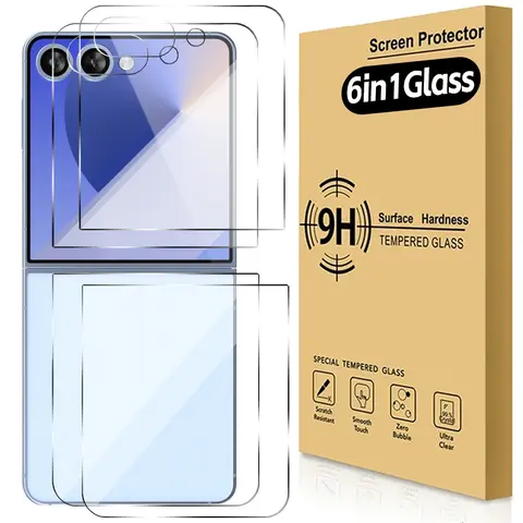 6in1 Tempered Glass for Samsung Galaxy Z Flip 7 Self-Healing HD Hardness Shatterproof Protective Films for Samsung Z Flip 6 7 5G