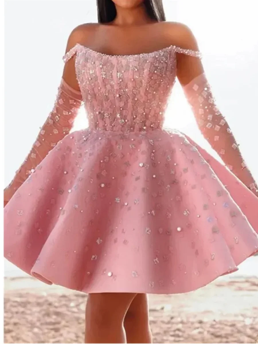 Vestido de graduación corto rosa de lujo para mujer, vestido de noche Formal sin mangas para playa, vestido de regreso A casa, vestido de noche Formal