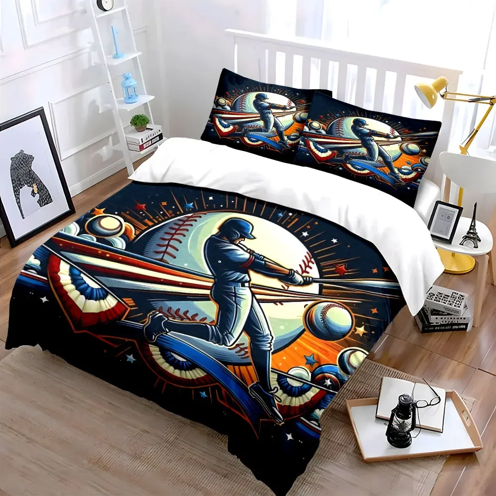Baseball-Themed Decor 3-Piece Set Soft Comfortable Duvet Cover Bedding Set Included 1*Duvet Cover & 2*Pillowcases, gift