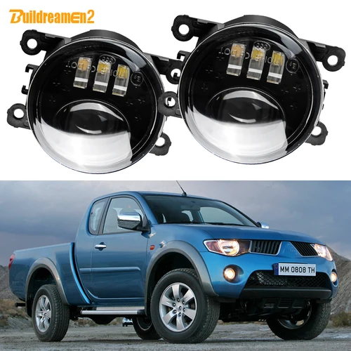 Luz antiniebla izquierda + derecha para camión Mitsubishi L200, Strada Triton 2005-2019, 60W, 6000LM, lente LED, lámpara antiniebla H11, 12V, 2 unidades