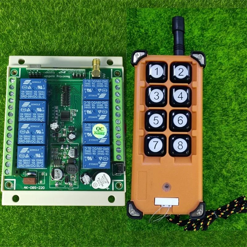 Sistema de Controle Remoto Sem Fio RF, Transmissor Universal, Potência Industrial, 315 MHz, 433MHz, DC 12V, 24V, 36V, 8 Canais, 200-3000m