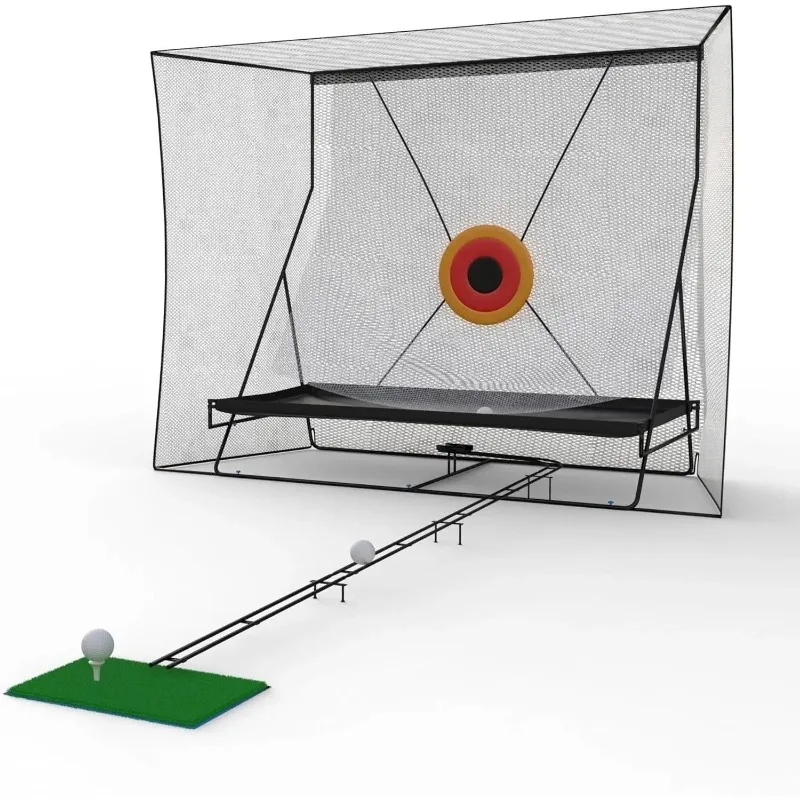 10x8Ft Golf Batting Cage Kit, Portable Golf Practice Cage With Ball Return System For Yard Home Office