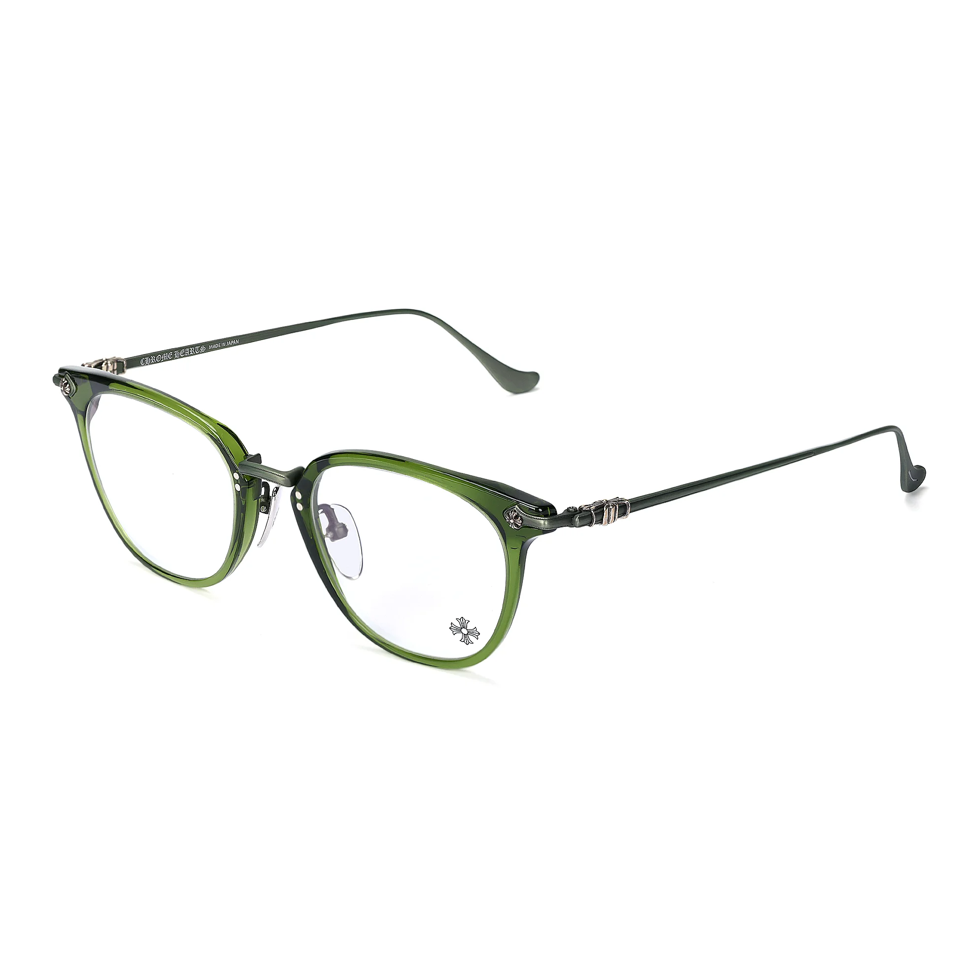 Chrome Hearts Irregular Shape Eyeglass Frames Unisex Green SHAGASS-DOLV/BDOLV