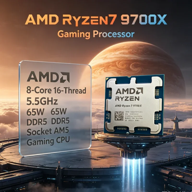 AMD Ryzen 7 9700X 8-Core 16-Thread Up to 5.5GHz Socket AM5 3.8GHz PCIe 5.0 L3=32M 4NM DDR5 65W without fan CPU for Gaming PC